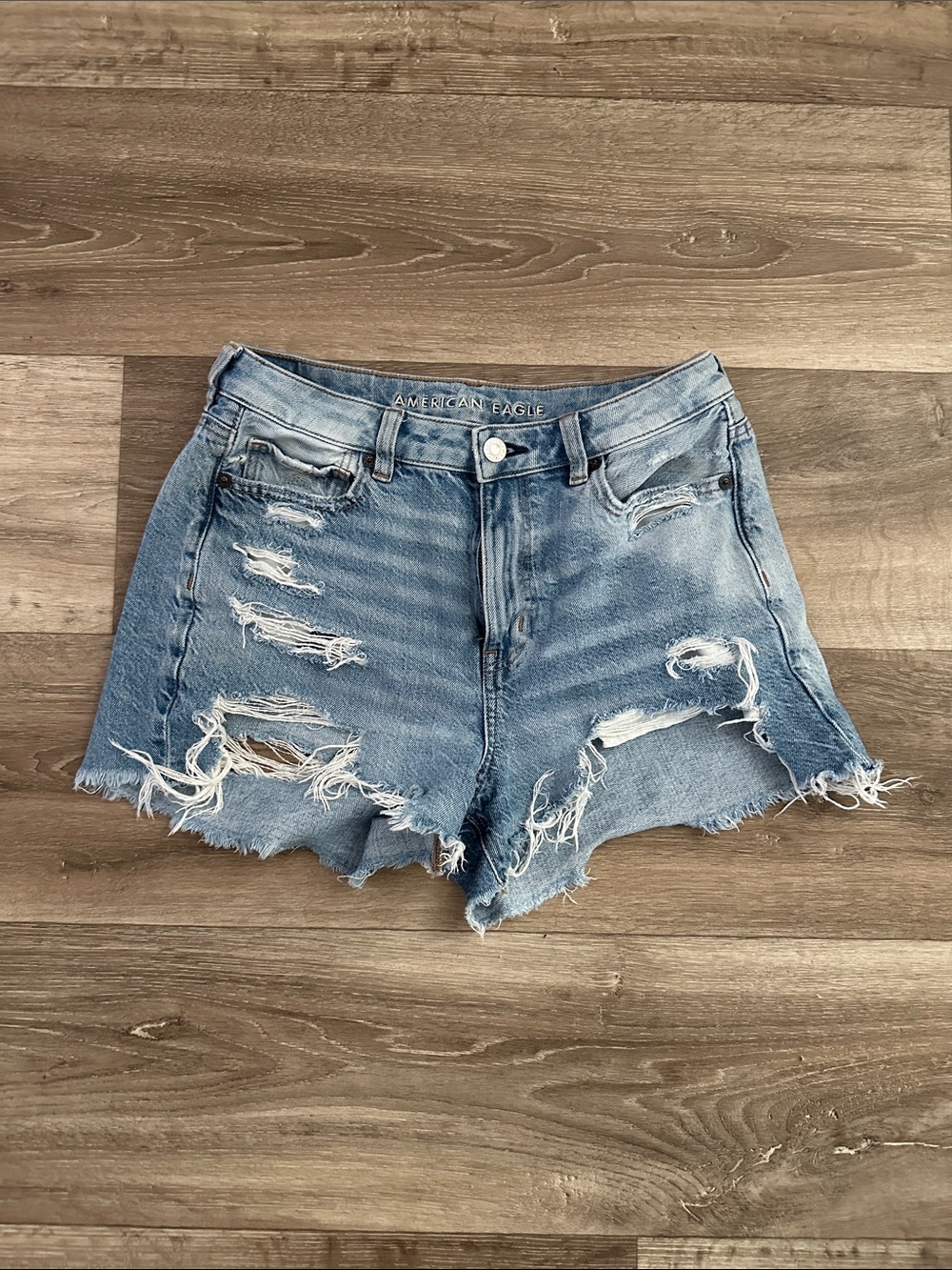American Eagle Outfitters Light Wash Distressed Denim Shorts